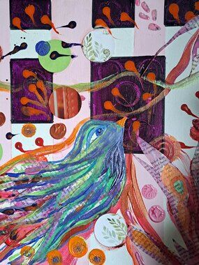 Art original mix media art 12x12
